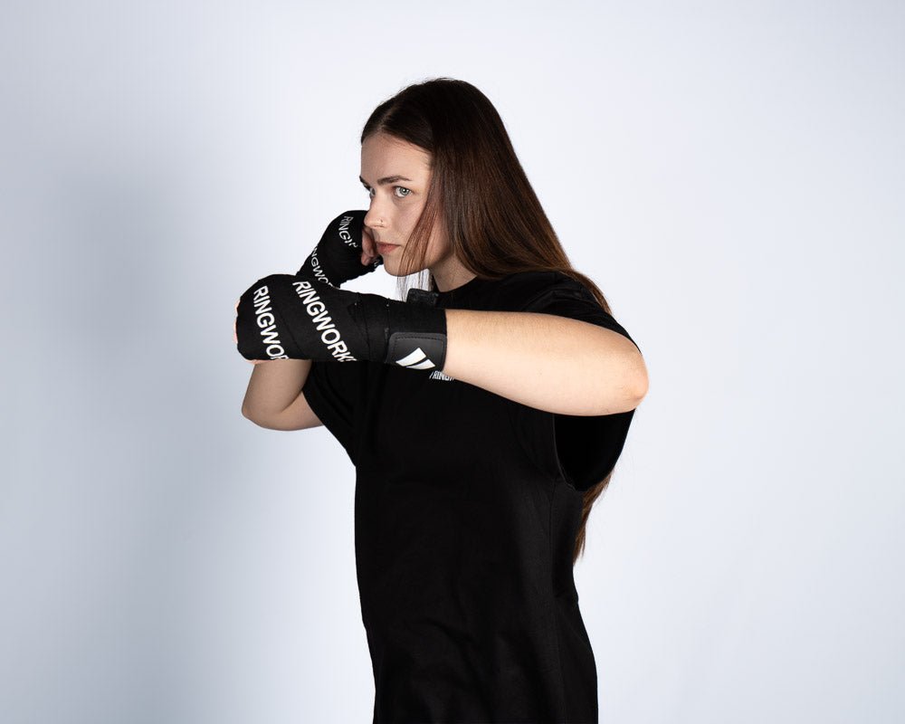 RINGWORK53 boxing hand wraps. oversized boxing t-shirt by RINGWORK53