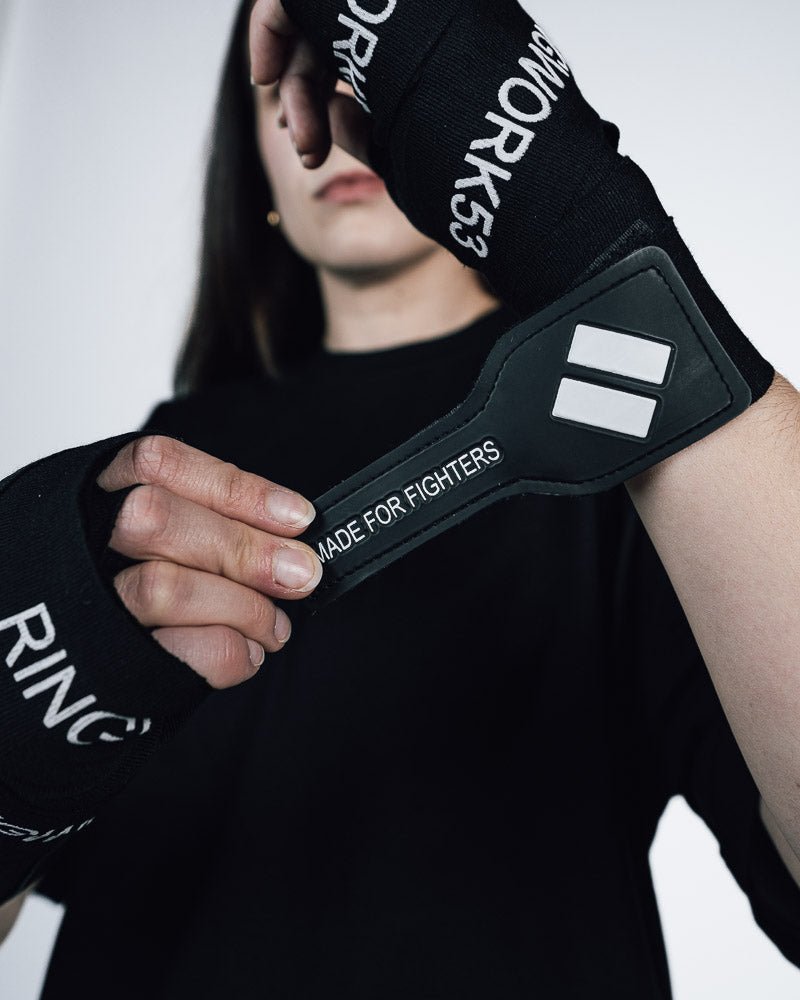 RINGWORK53 boxing hand wraps. oversized boxing t-shirt by RINGWORK53