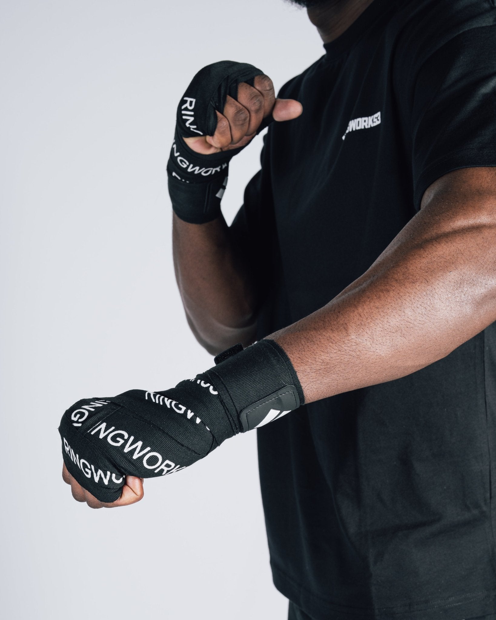 RINGWORK53 boxing hand wraps. oversized boxing t-shirt by RINGWORK53